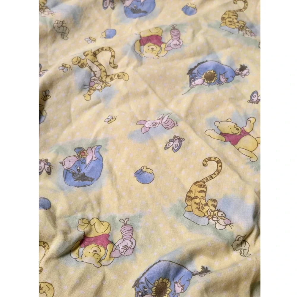 Vintage‎ Disney Winnie the Pooh Standard Crib Sheet Yellow Polka Dot Cottagecore